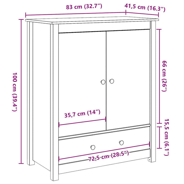 Grauer Schrank Dragani 83x41,5x100cm (Kiefer)