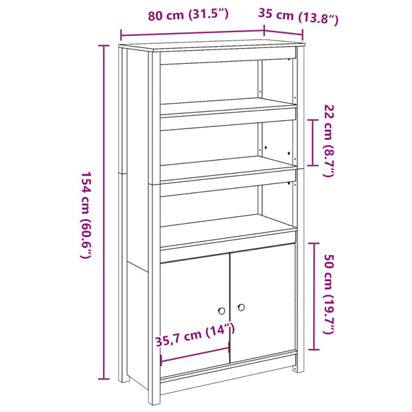 Grauer Schrank Virgil 80x35x154cm (Kiefer)