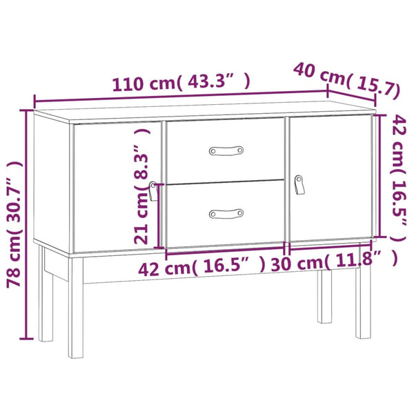 Schwarzes Sideboard Hassaina 110x40x78cm (Kiefer)