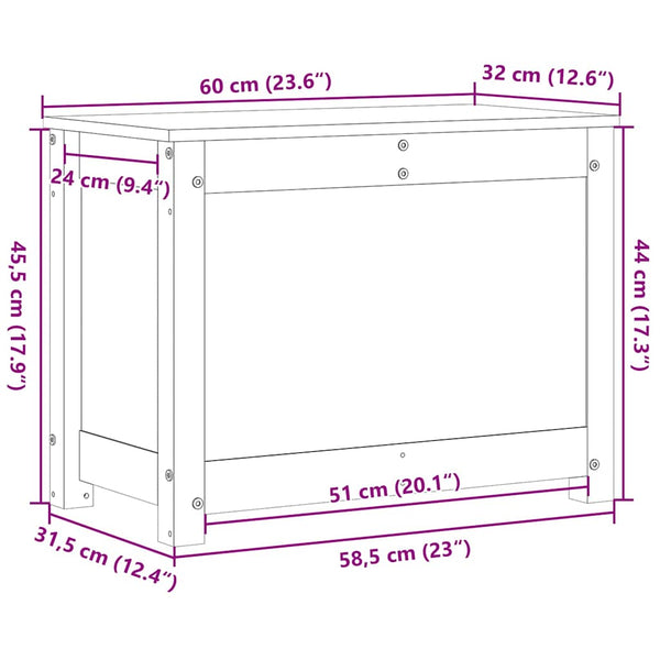 Valkoinen säilytyslaatikko Betianu 60x32x45,5cm (mänty)