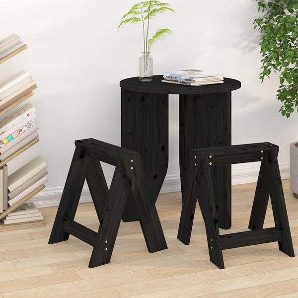 Schwarz Hocker Wrewolod 40x40x45cm (2 St. Kiefer)