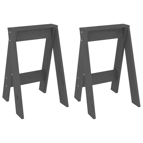 Graue Hocker Vrevolod 40x40x60cm (2 Stk Kiefer)