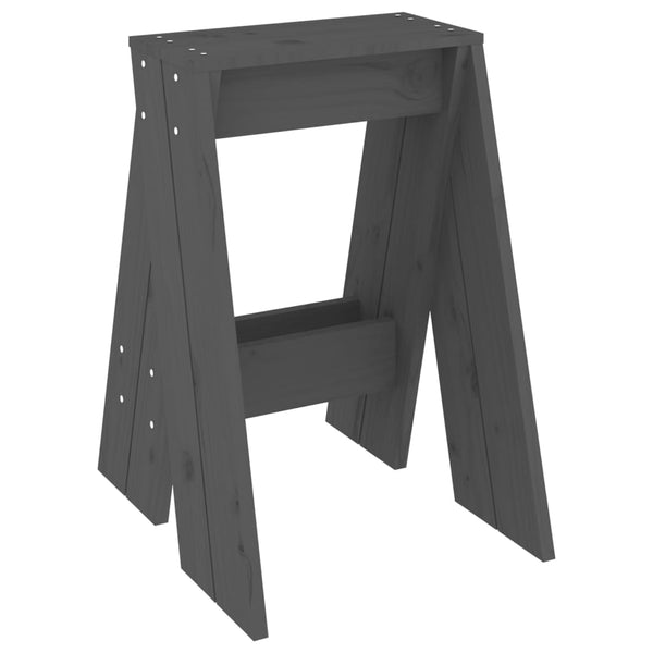 Graue Hocker Vrevolod 40x40x60cm (2 Stk Kiefer)