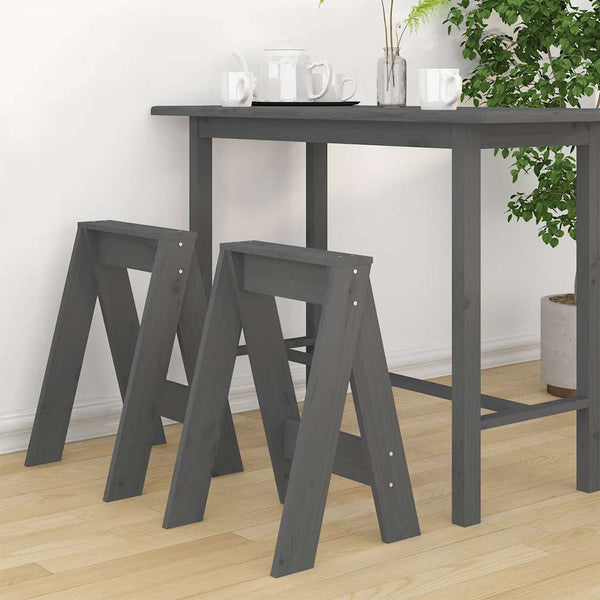 Graue Hocker Vrevolod 40x40x60cm (2 Stk Kiefer)