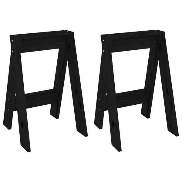 Schwarze Hocker Vrevolod 40x40x60cm (2 Stück Kiefer)