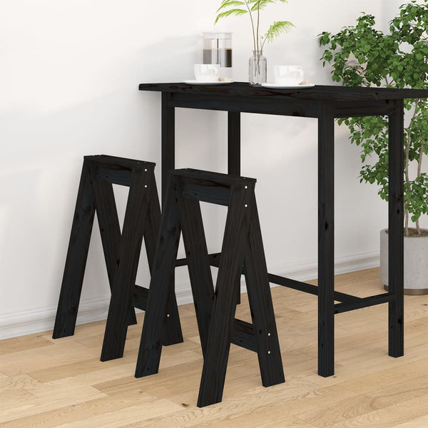 Schwarze Hocker Vrevolod 40x40x75cm (2 Stk Kiefer)