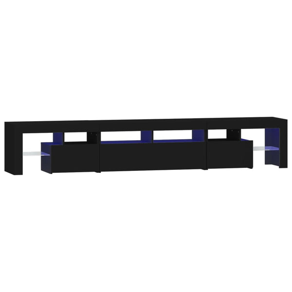 Schwarzes TV-Board mit LED-Beleuchtung Cinstantin 230x36,5x40cm