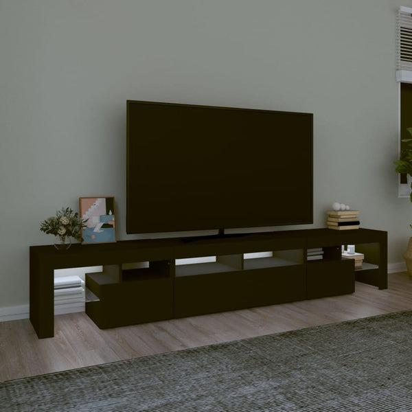 Schwarzes TV-Board mit LED-Beleuchtung Cinstantin 230x36,5x40cm