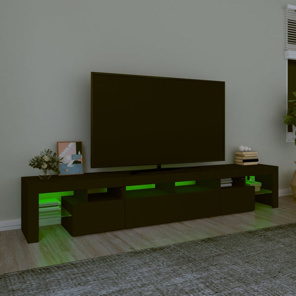 Schwarzes TV-Board mit LED-Beleuchtung Cinstantin 230x36,5x40cm
