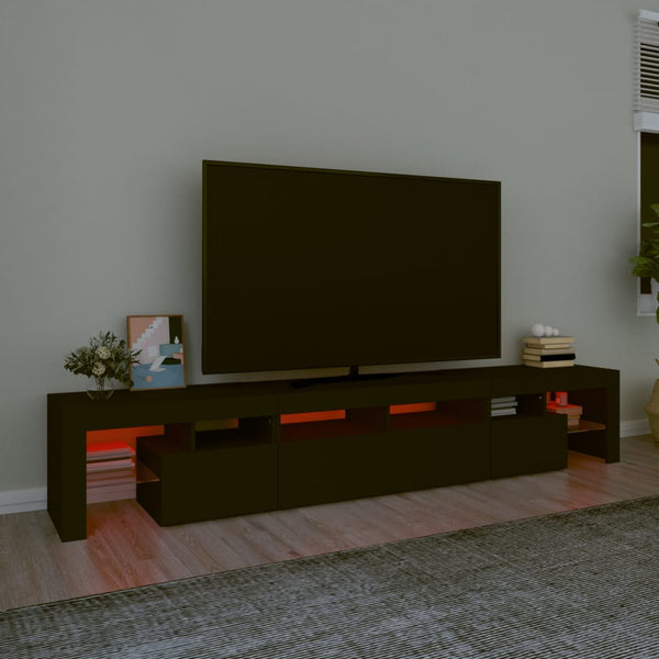 Schwarzes TV-Board mit LED-Beleuchtung Cinstantin 230x36,5x40cm