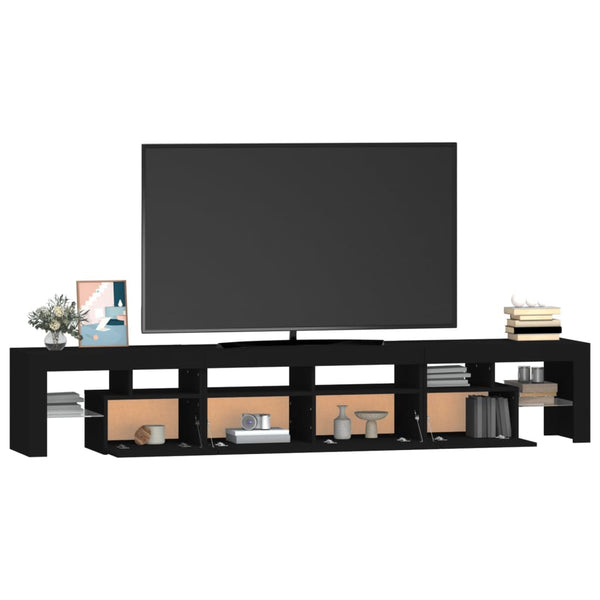 Schwarzes TV-Board mit LED-Beleuchtung Cinstantin 230x36,5x40cm
