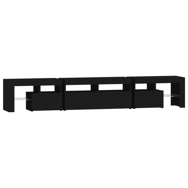 Schwarzes TV-Board mit LED-Beleuchtung Cinstantin 230x36,5x40cm