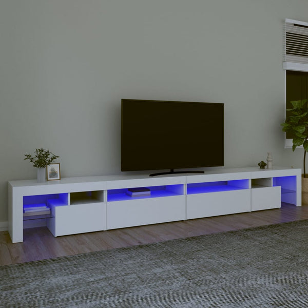 Weißer TV-Schrank mit LED-Beleuchtung Cinstantin 290x36,5x40cm