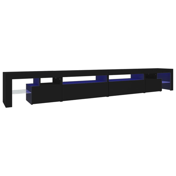Musta tv-taso led-valoilla Cinstantin 290x36,5x40cm