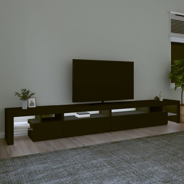Musta tv-taso led-valoilla Cinstantin 290x36,5x40cm