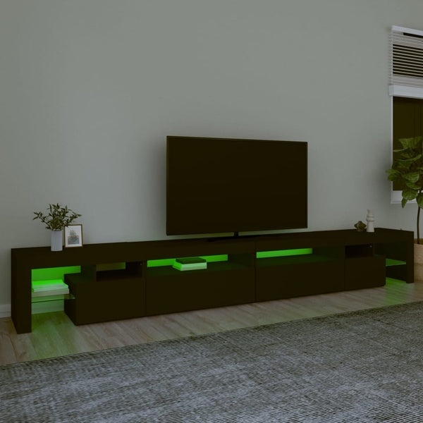 Musta tv-taso led-valoilla Cinstantin 290x36,5x40cm