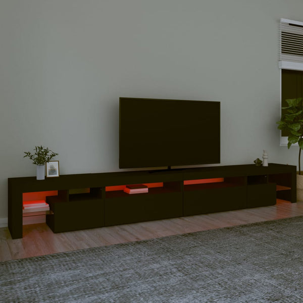 Musta tv-taso led-valoilla Cinstantin 290x36,5x40cm
