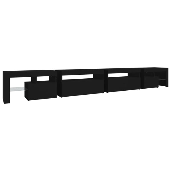 Musta tv-taso led-valoilla Cinstantin 290x36,5x40cm