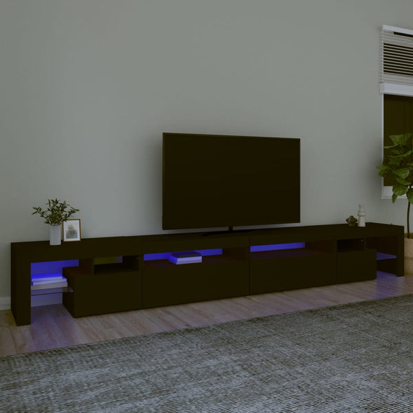 Musta tv-taso led-valoilla Cinstantin 290x36,5x40cm