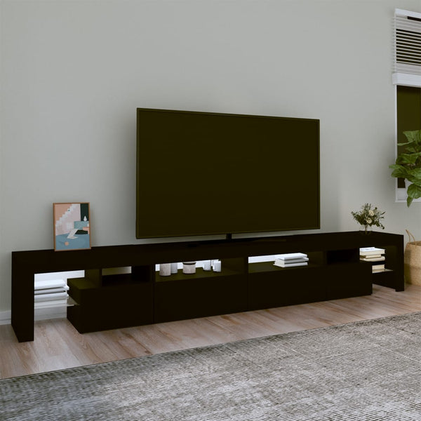 Schwarzes TV-Lowboard mit LED-Beleuchtung Cinstantin 260x36,5x40cm