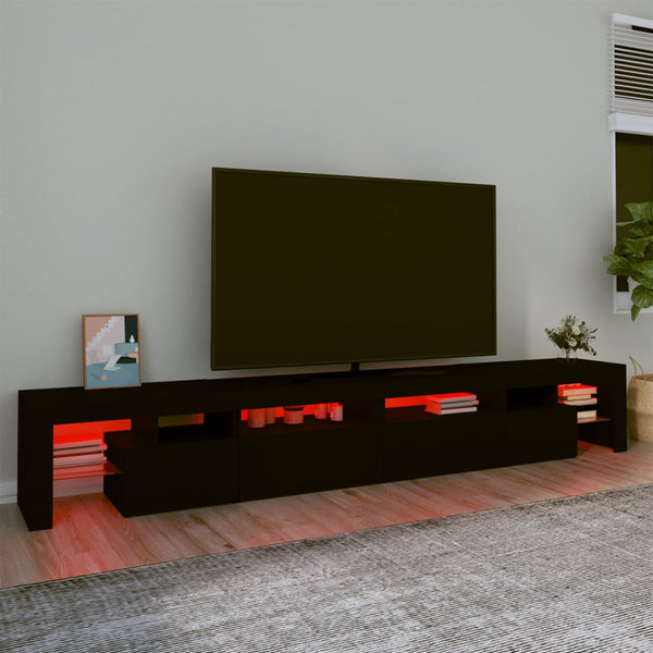 Schwarzes TV-Lowboard mit LED-Beleuchtung Cinstantin 260x36,5x40cm