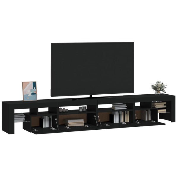 Schwarzes TV-Lowboard mit LED-Beleuchtung Cinstantin 260x36,5x40cm