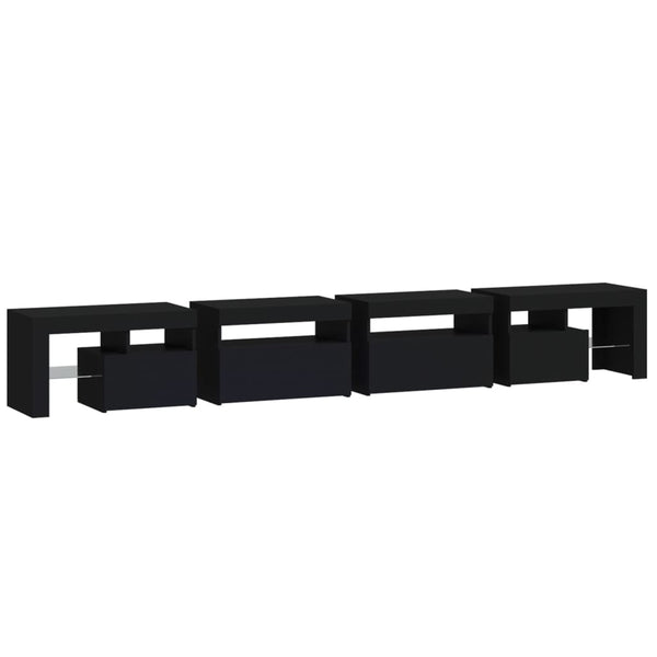 Schwarzes TV-Lowboard mit LED-Beleuchtung Cinstantin 260x36,5x40cm