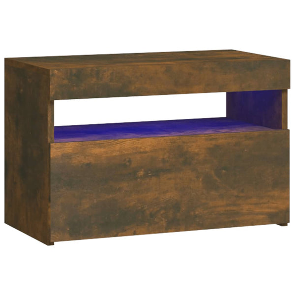 Savutammi yöpöytä led-valoilla Moncilo 60x35x40cm