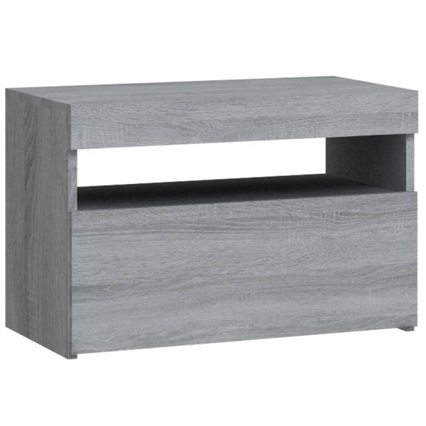 Harmaa yöpöytä led-valoilla Moncilo 60x35x40cm (sonoma)