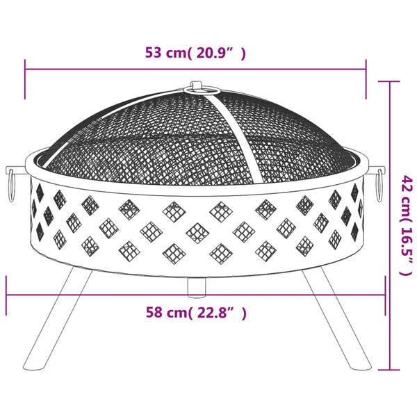 Teräs-Feuerschale und Schürhaken Togrul 58cm (xxl)