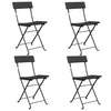 Schwarze klappbare Bistrostühle von Facred (4er-Set Polyrattan und Stahl)