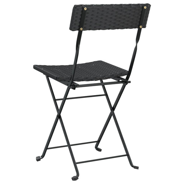 Schwarze klappbare Bistrostühle von Facred (4er-Set Polyrattan und Stahl)