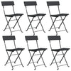 Schwarze klappbare Bistrostühle von Facred (6 Stück Polyrattan und Stahl)