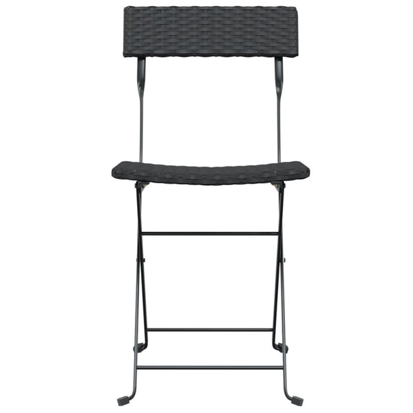 Schwarze klappbare Bistrostühle von Facred (6 Stück Polyrattan und Stahl)