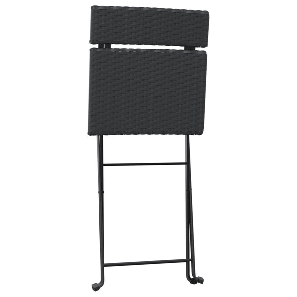 Schwarze klappbare Bistrostühle von Facred (6 Stück Polyrattan und Stahl)