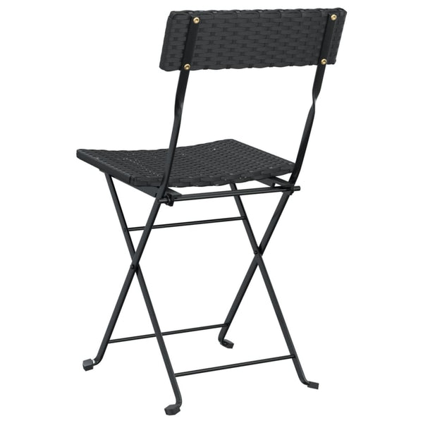 Schwarze klappbare Bistrostühle von Facred (6 Stück Polyrattan und Stahl)