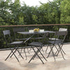 Schwarze klappbare Bistrostühle von Facred (6 Stück Polyrattan und Stahl)