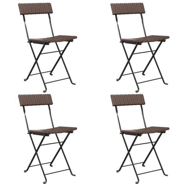 Braune klappbare Bistro-Stühle von Facred (4 Stück Polyrattan und Stahl)