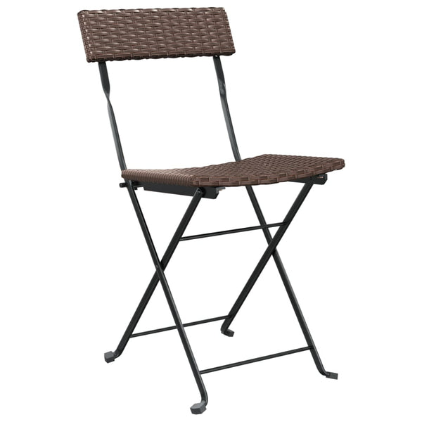 Braune klappbare Bistro-Stühle von Facred (4 Stück Polyrattan und Stahl)