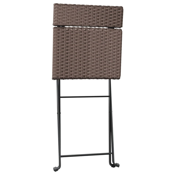 Braune klappbare Bistro-Stühle von Facred (4 Stück Polyrattan und Stahl)