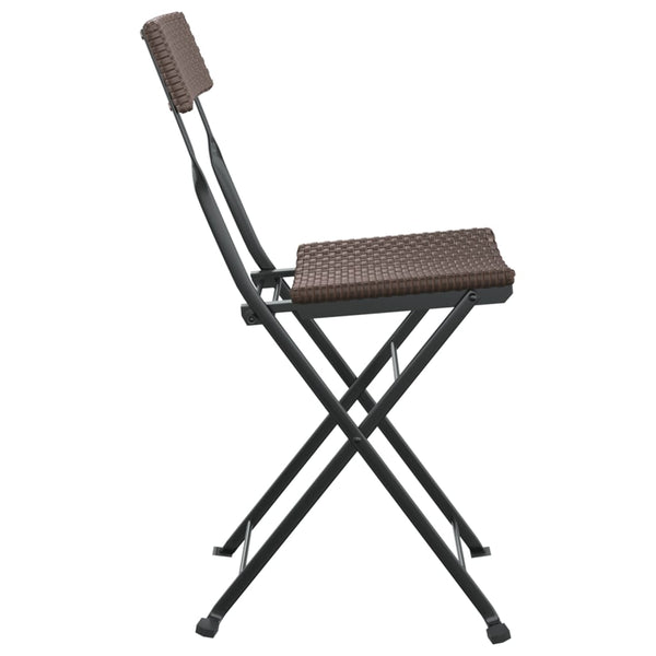Braune klappbare Bistro-Stühle von Facred (4 Stück Polyrattan und Stahl)