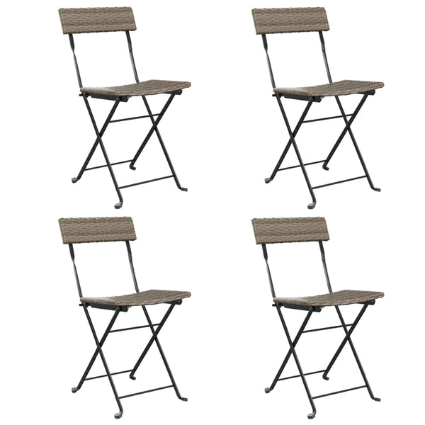 Graue klappbare Bistro-Stühle von Facred, 4 Stk. (Polyrattan und Stahl)
