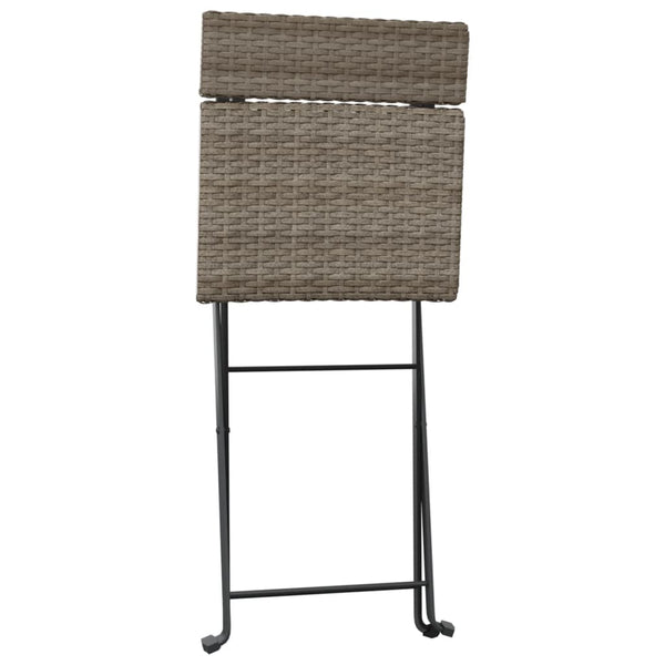 Graue klappbare Bistro-Stühle von Facred, 4 Stk. (Polyrattan und Stahl)