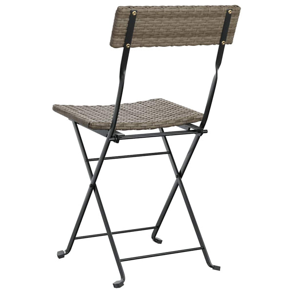 Graue klappbare Bistrostühle von Facred (6 Stück Polyrattan und Stahl)