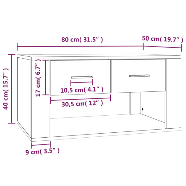 Betongrauer Couchtisch Royer 80x50x40cm (Holz)