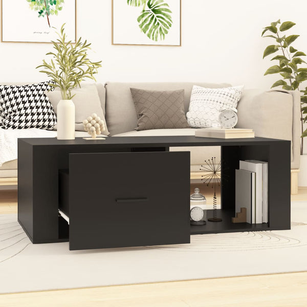 Schwarzer Couchtisch Afilica 100x50,5x35cm (Holz)