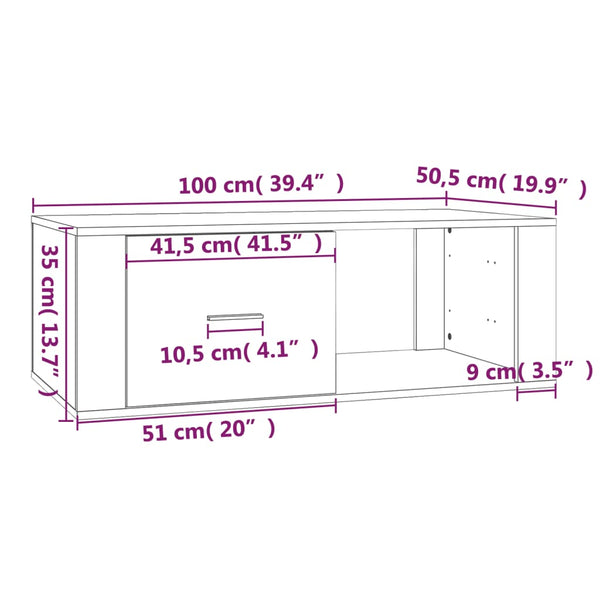 Grauer Couchtisch Afilica 100x50,5x35cm (Holz)