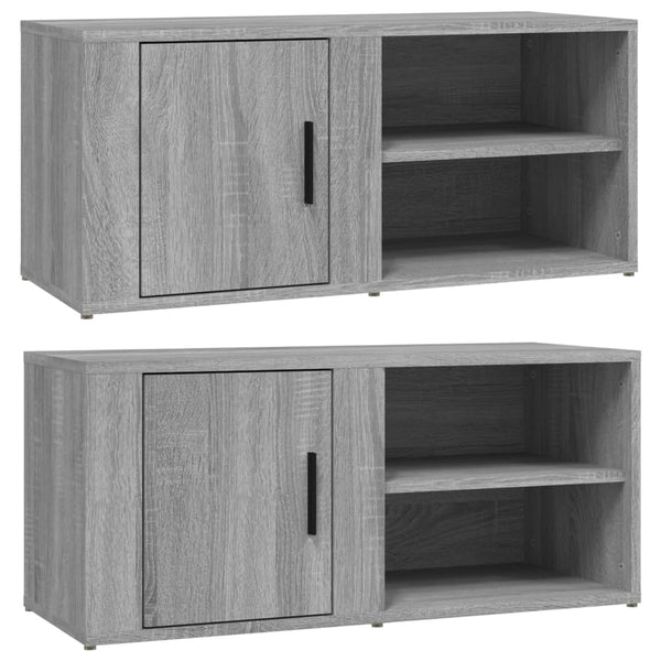 Graue TV-Schränke Gheorghge 80x31,5x36cm (2 Stück Spanplatte)