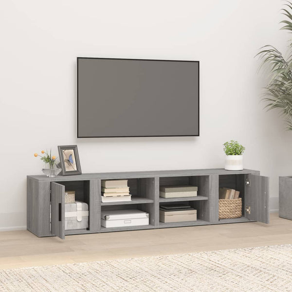 Graue TV-Schränke Gheorghge 80x31,5x36cm (2 Stück Spanplatte)