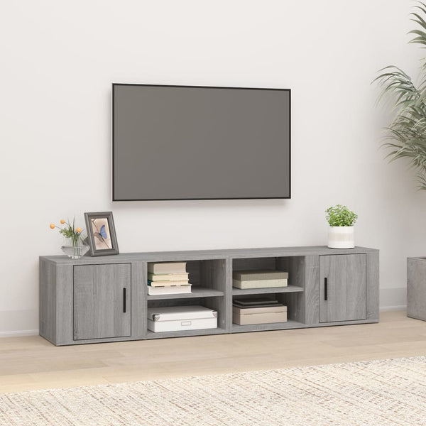 Graue TV-Schränke Gheorghge 80x31,5x36cm (2 Stück Spanplatte)